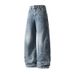 Men's Clothing Men's Cropped Straight Jeans - Korean Streetwear Denim Pants With Unique Cut_mkmklike.com