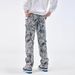 Men's High-Street Washed Jeans – Relaxed Straight-Leg Denim Pants With Vintage Wash & Classic Fit_mkmklike.com