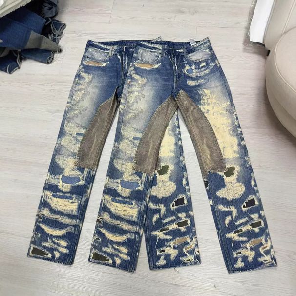 Men's Clothing Annual Cattle King GVC Style Erosion Damage 3D Digital Printing Jeans High Street Print Flower Vibe Flared Pants U85_mkmklike.com