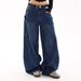Women's Clothing Retro Big Pocket Scimitar Jeans For Women Spring And Autumn Hot Girl High Street Design Loose Wide Leg Mopping Pants_mkmklike.com
