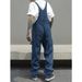 Men's Loose Fit Overalls Streetwear Long Pants Washed Denim Multiple Pockets_mkmklike.com