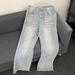 Men's Gradient Frayed Hem Flared Jeans – Vintage Washed Denim Pants With Distressed Details (S-3XL, Blue/Black)_mkmklike.com