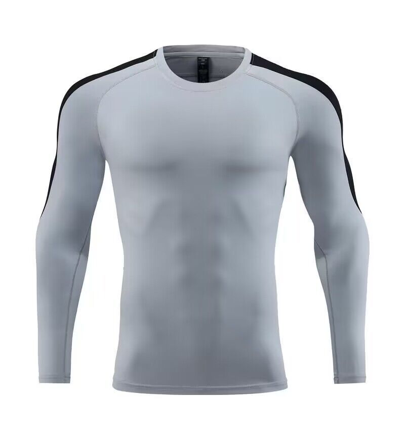 Men's Clothing Tights Long-Sleeved T-Shirt High Elastic Quick-Drying Breathable Sports Running Training Fitness Clothes Round Neck_mkmklike.com