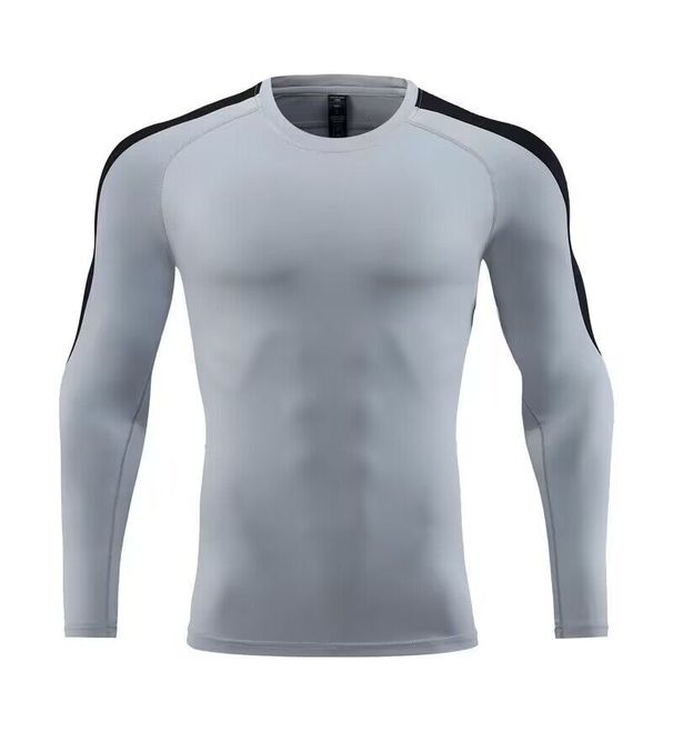 Men's Clothing Tights Long-Sleeved T-Shirt High Elastic Quick-Drying Breathable Sports Running Training Fitness Clothes Round Neck_mkmklike.com