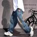 Y2k Vintage Distressed High Street Loose Fit Straight Leg Jeans For Men & Women - Comfortable Cotton Denim With Frayed Details_mkmklike.com