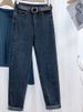 K Cowboy Straight Leg Pants For Women, New Style, Slim, High Waisted, Loose Nine Inch Haren Carrot Pants. No Belt Or Other Accessories_mkmklike.com