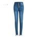 Women's Clothing Slim Fit High Waisted Buckle Elastic Leg Pants With Holes_mkmklike.com