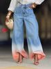 Women's Ombre Faded Denim Jeans - Stretch Comfort Fit High Waist Loose Straight Leg Pants (Blue, S-2XL)_mkmklike.com