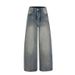 Retro Style Full Rhinestones Heavy Duty Wide Leg Jeans Loose Straight Leg Floor Length Pants For Men And Women Versatile_mkmklike.com