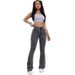 "Russian-Style Flared Jeans For Women – High-Waisted Bootcut Denim Pants (Size 25-32, Greyish Wash)"_mkmklike.com