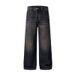 Nordmann Muqiu Men's Clothing | American Retro Washed Jeans For Men With High-End Feel And Lightning Pattern Commuter Wide-Leg_mkmklike.com
