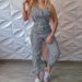 Women's fashion cargo jumpsuit belt sleeveless suspenders simple constraint foot pants_mkmklike.com