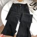 Women's High-Waisted Stretch Flared Jeans - Split Hem, Comfort Fit, Vintage Wash (Light Blue, Retro Blue, Black)_mkmklike.com