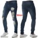 New European And American Style Men's Jeans, Cross-Border Trade, Distressed Trendy Black Slim High-Waist Jeans For Men_mkmklike.com
