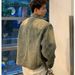 Vintage Washed Denim Jacket Men's Oversized Streetwear Coat Distressed Casual Cotton Blend High Street Fashion_mkmklike.com