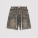 Men's Rhinestone-Embellished Distressed Denim Shorts – Vintage Streetwear (Black/Green, S-2XL) | Retro Hip-Hop Fashion_mkmklike.com