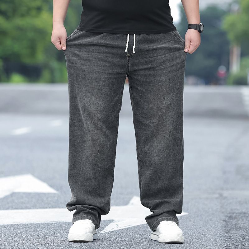 Men's Plus Size Relaxed Fit Straight Leg Jeans - Stretch Comfort Denim Pants For Big & Tall (XL-9XL)_mkmklike.com