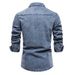 Loom 2024 Cross-Border Foreign Trade Autumn Winter Size Men's Denim Shirt Washed Vintage Long Sleeve Retro European And_mkmklike.com