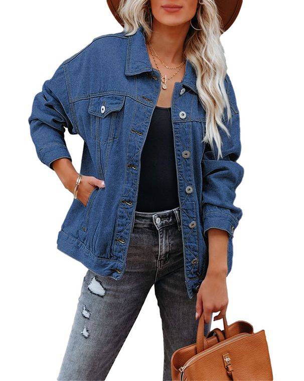 Women's Clothing Womens Denim Jacket Oversized Boyfriend Trucker Denim Jacket Womens Short Cape_mkmklike.com