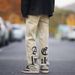 Men's Clothing Unisex Retro Printed Yellow Mud Dyed Jeans High Street Straight Leg Loose Fit For Autumn/Winter_mkmklike.com