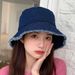 Hot Sale Korean Summer Sun Vintage Denim Bucket for Women Raw Edge Panama Girls Beach Travel Outdoor Reversible Fisherman Hat_mkmklike.com