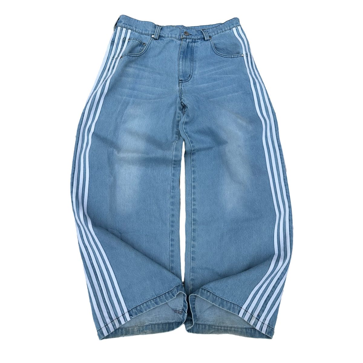 Women's Clothing Retro Street Striped Jeans Casual Wide Leg Pants Gothic Straight Leg Mopping Pants_mkmklike.com