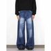 Men's Clothing Vintage Washed Denim Jeans – High Waist, Loose Fit, Straight Leg, S-XXXL, Distressed Style For Casual & Streetwear"_mkmklike.com