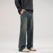 Men's American Retro Multi Pocket Cargo Jeans Cleanfit Trendy Straight Leg Casual Pants Wear_mkmklike.com
