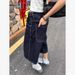 Unisex Vintage Style Denim Capri Pants - Streetwear Straight Leg Loose Fit Cropped Jeans For Summer_mkmklike.com