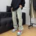 Men's Washed Tapered Jeans – Raw Hem & Patchwork Design (Streetwear, Vintage Wash, Straight Fit, S-3XL)_mkmklike.com