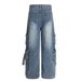 Niche High Street Multi-Pocket Cargo Denim Loose Men's Style Vibe Trendy Brand Washed Ripped Wide-Leg Straight Pants_mkmklike.com