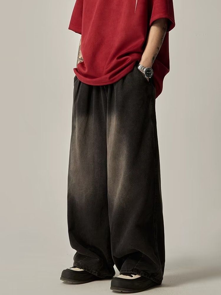 Japanese Retro Washed Vintage Jeans For Women, Ins High Street Trendy Loose Straight Wide-Leg Pants, Casual Long Pants_mkmklike.com