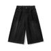Men's Washed Distressed Wide Leg Jeans Vintage Straight Mid-Length Casual Elastic Cropped Shorts Summer Loose Fit_mkmklike.com