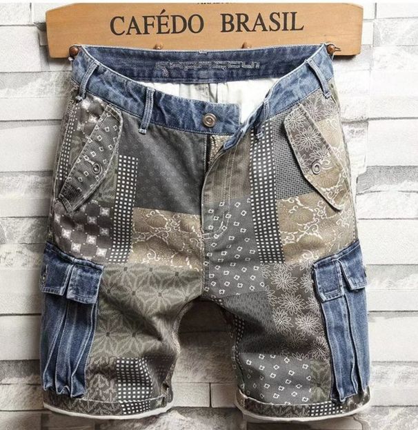 Men's Clothing Summer Thin Style Trendy Printed Loose Personality Five Point Pants Trendy Brand Men's Shorts Overalls_mkmklike.com