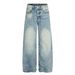 Men's High Street Vintage Washed Denim Jeans Relaxed Fit Cat Whisker Slight Curve Design_mkmklike.com