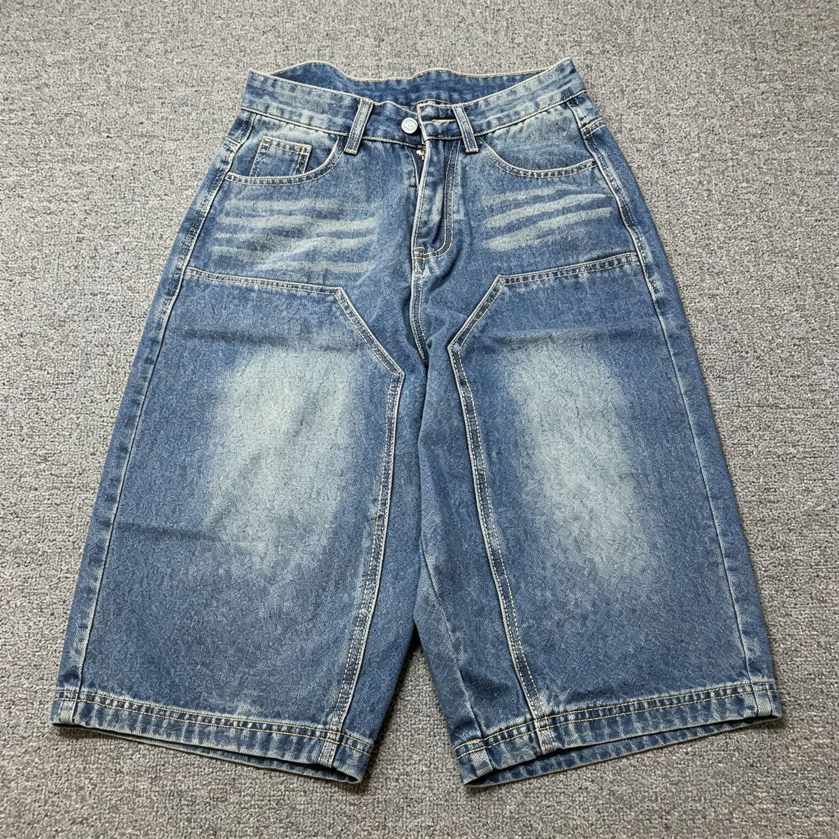 Men's Clothing American Street Fashion Brand Loose Distressed Washed Denim Shorts Men's Mid Length Pants Simple Basic Summer Shorts Men_mkmklike.com