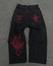Men's Clothing This Year's Jeans Men's Hip Hop Retro Skull Washed Loose Jeans Casual Wide Leg Pants_mkmklike.com