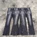 Men's Clothing Retro Black Bamboo Cotton Faded Lightning Pattern Washed Old Flared Jeans Couple Versatile Trousers_mkmklike.com