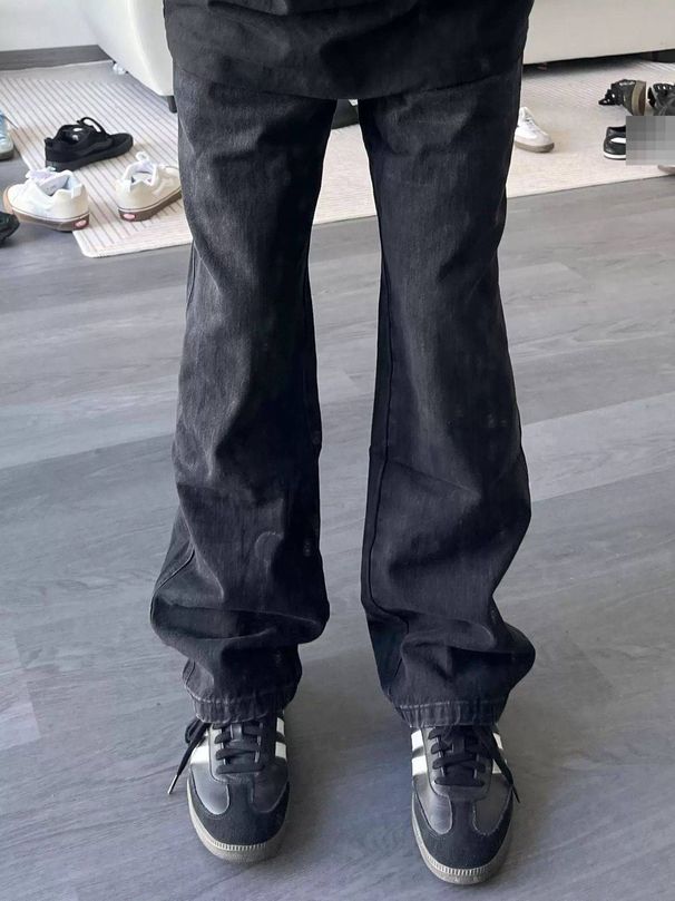 Men's Spring Heavyweight Black Minimalist Washed Straight Leg Jeans Casual High Street Versatile 2026 Trend_mkmklike.com
