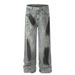 Men's Clothing Punk Wasteland Ink Splash Hole Straight Jeans High Street Trend Niche Spray Painting Old Dirty Wide Leg Trousers Men_mkmklike.com