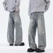 Distressed Star-Print Jeans For Men – Deconstructed Wide-Leg, Asymmetrical "Scimitar" Hem, Streetwear Statement Piece_mkmklike.com