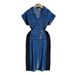 Women’s Clothing French High End Temperament Hip Wrapped Slit Skirt Summer Design Contrast Color Waist Button Decoration Denim Dress_mkmklike.com