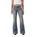 Retro Washed Y2K Low-Rise Bootcut Jeans For Women – Vintage-Inspired Casual Denim Pants With Stretch Comfort_mkmklike.com