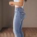 Women's Clothing Women's Mid-Rise Straight Leg Jeans - Double Button Classic Denim Pants_mkmklike.com