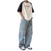 High Waist Sparkling Rhinestone Tie-Dyed Jeans Casual Slimming Straight Leg Wide Leg Pants For Men And Women Versatile Spring Style_mkmklike.com