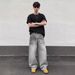 Nordmann American High Street Retro Washed Vintage Gray Cat Whiskers Jeans For Men High-end Loose Slimming Wide-leg Pants_mkmklike.com