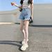 Women's High-Waisted Wide Leg Denim Shorts Casual Thin Style Slimming A-Line Hot Pants Frayed Hem Trendy Petite Versatile_mkmklike.com