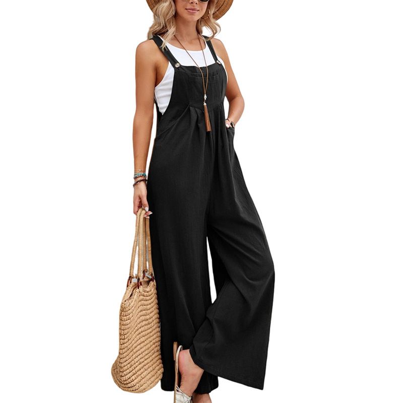 Women"s Solid Color Casual Strappy Jumpsuits _mkmklike.com