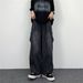 Streetwear Hong Kong Style Retro Draped Loose Wide-Leg Casual Big Pocket Cargo Jeans Washed New Dad Pants For Men And_mkmklike.com