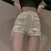 Women's Clothing Hot Pants Spring And Summer New Style Fashion Temperament Slim Fit High Waist Zipper Strap Denim Shorts_mkmklike.com